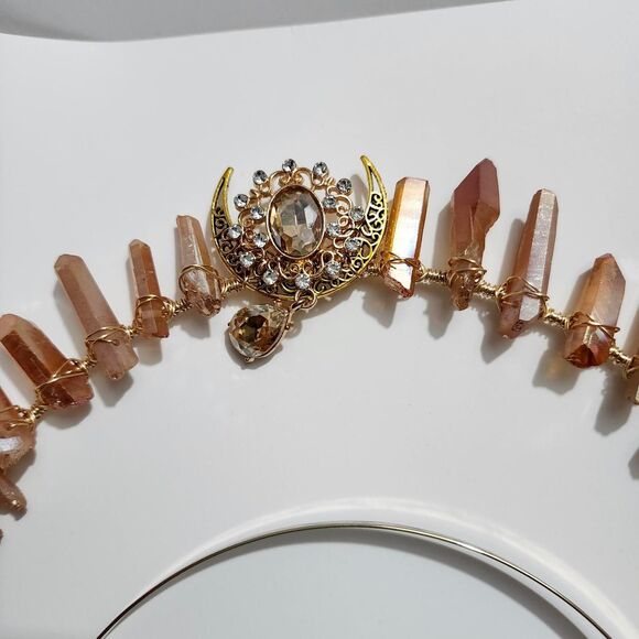 Halo Crown Gold Headpiece Moon Crown - Picture 5 of 6